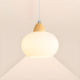 Minimalist White Glass Globe Bedroom Pendant Light Image - 6