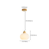 Minimalist White Glass Globe Bedroom Pendant Light #size