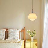 Minimalist White Glass Globe Pendant Light Dining Room Image - 3