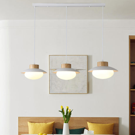 Minimalist White Glass Metal Geometric Pendant Light Image - 1