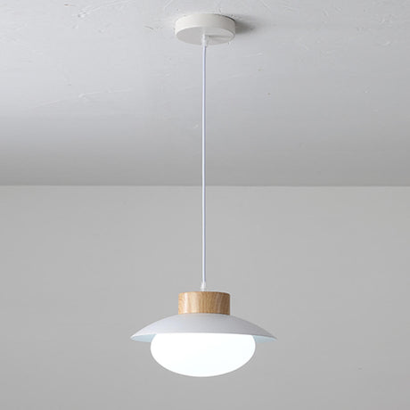 Minimalist White Glass Metal Geometric Pendant Light Image - 2