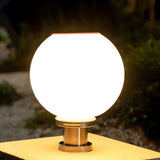 Minimalist White Globe Glass Outdoor Column Light Image - 12