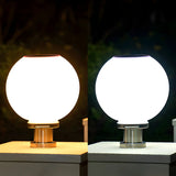 Minimalist White Globe Glass Outdoor Column Light Image - 13