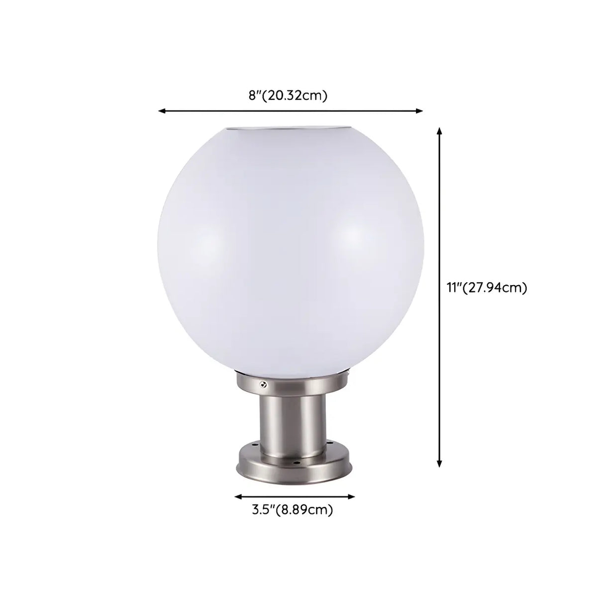 Minimalist White Globe Glass Outdoor Column Light 