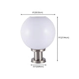 Minimalist White Globe Glass Outdoor Column Light #size