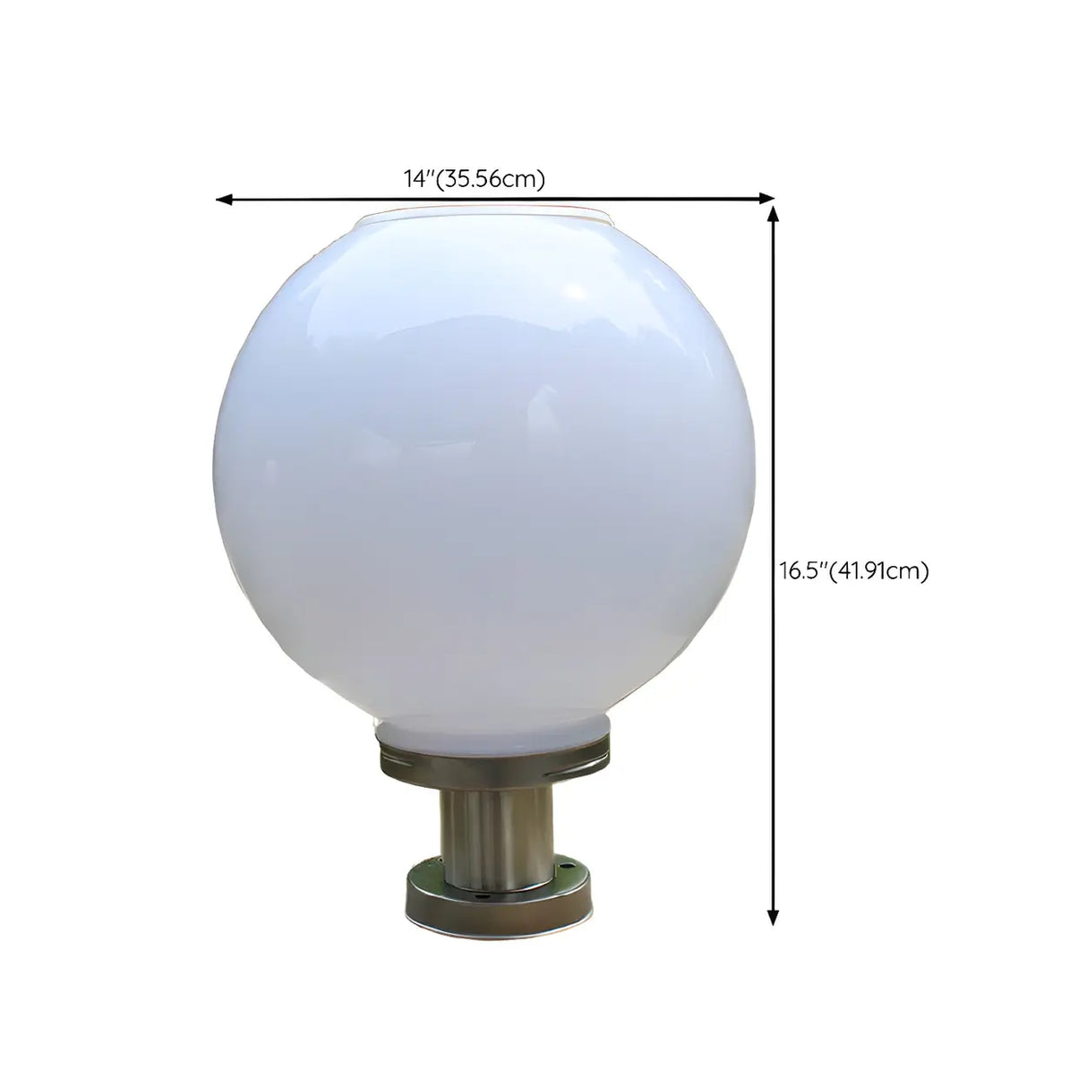 Minimalist White Globe Glass Outdoor Pillar Table Lamp Image - 11