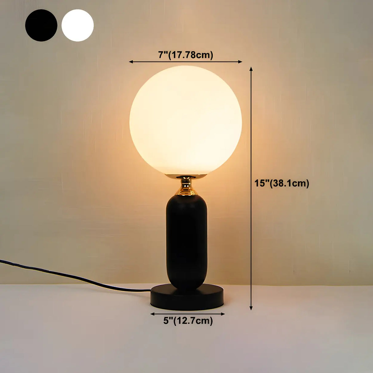 Minimalist White Globe Metal Bedroom Decor Table Lamp 