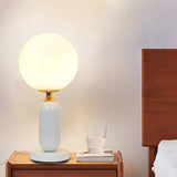 Minimalist White Globe Metal Bedroom Decor Table Lamp Image - 4