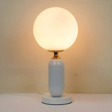 Minimalist White Globe Metal Bedroom Decor Table Lamp Image - 7