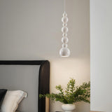 Minimalist White Iron Beaded Globe Pendant Light Image - 6