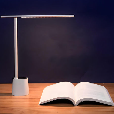 Minimalist White LED Linear Metal Bedroom Table Lamp Image - 1