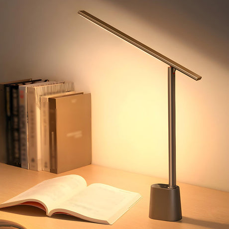 Minimalist White LED Linear Metal Bedroom Table Lamp Image - 2