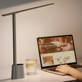 Minimalist White LED Linear Metal Bedroom Table Lamp Image - 3