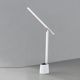 Minimalist White LED Linear Metal Bedroom Table Lamp Image - 5