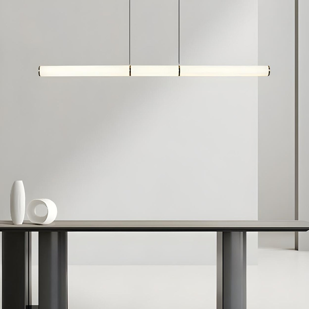 Minimalist White Linear Kitchen Island Pendant Light Image - 1