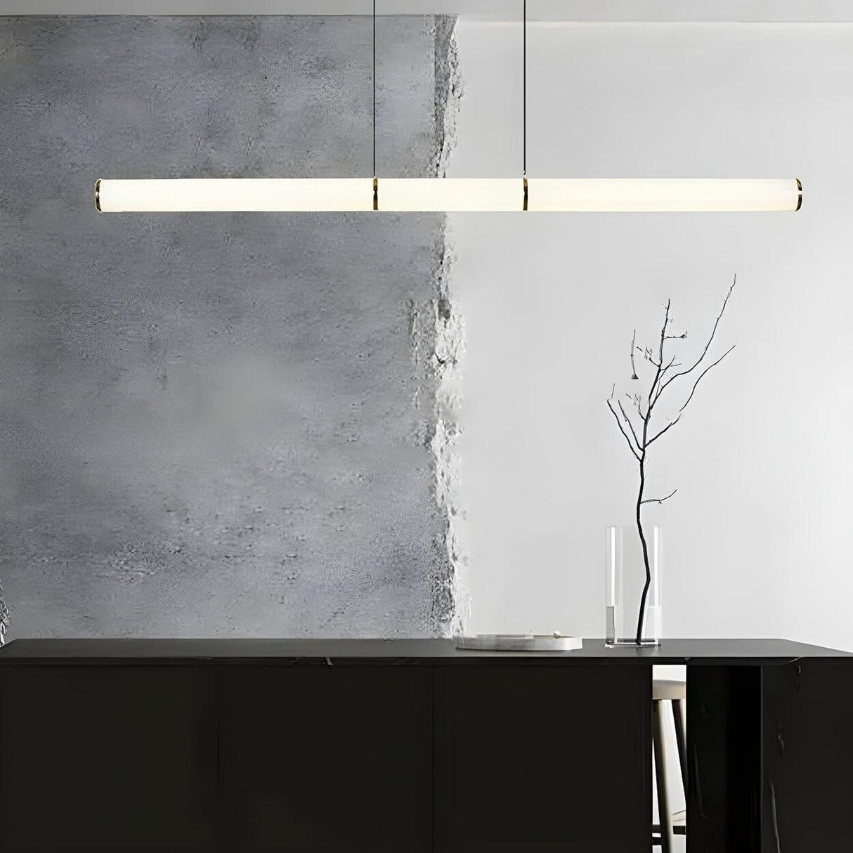 Minimalist White Linear Kitchen Island Pendant Light Image - 4