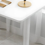 Minimalist White Lumber Rectangle T-Shape Writing Desk Image - 12