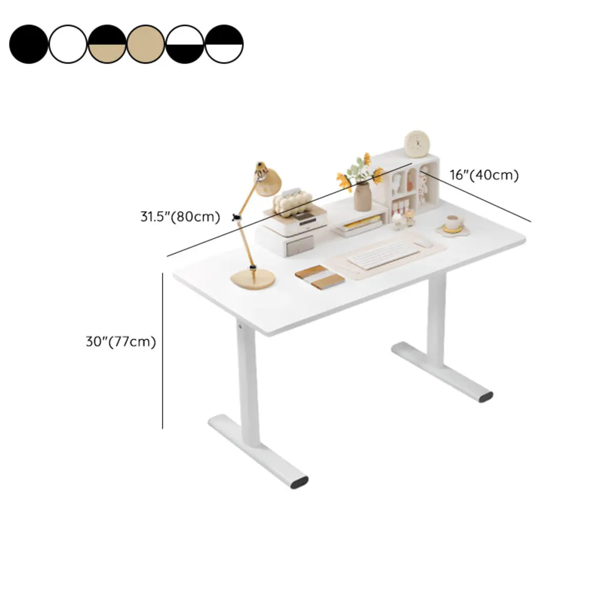 Minimalist White Lumber Rectangle T-Shape Writing Desk 