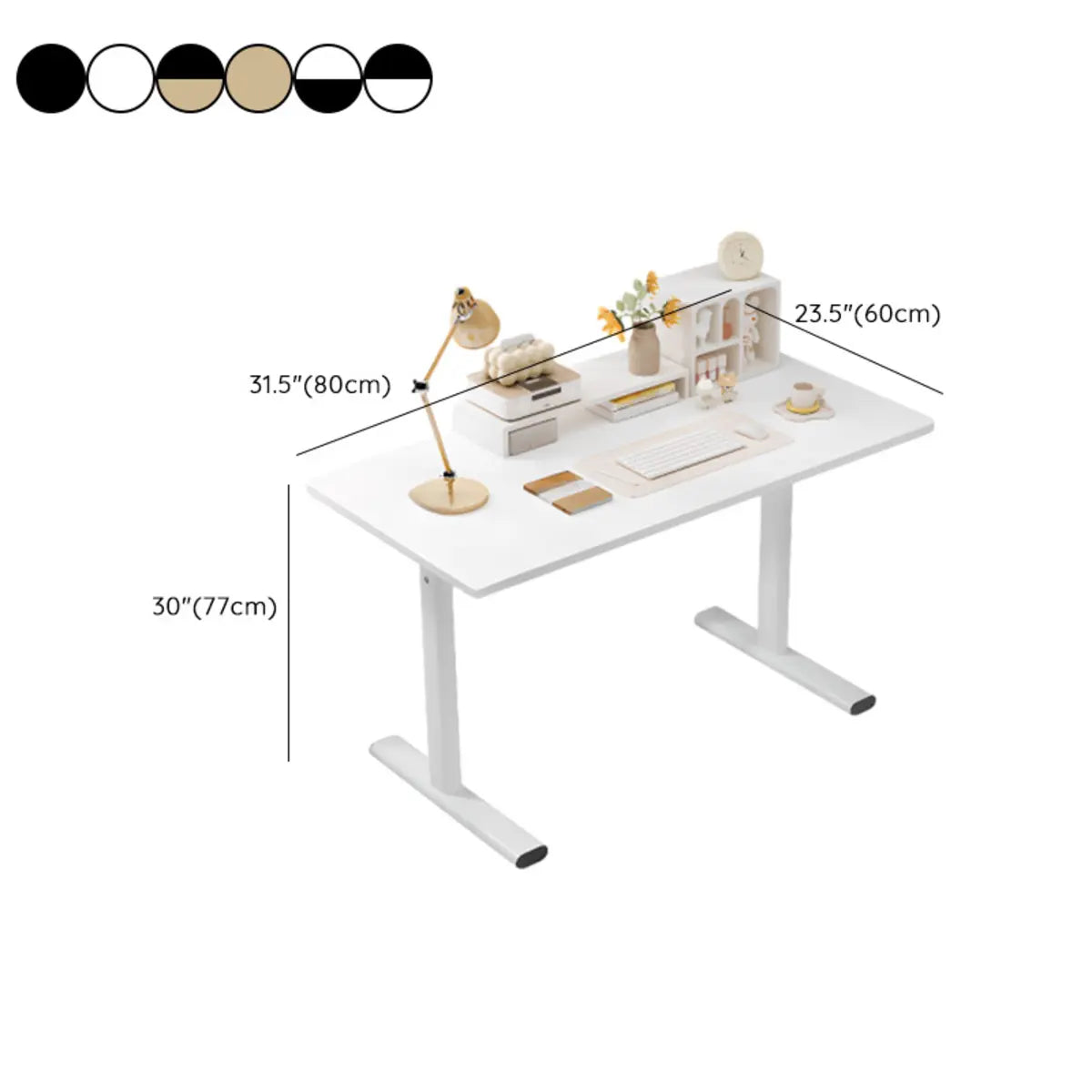 Minimalist White Lumber Rectangle T-Shape Writing Desk Image - 16