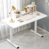 Minimalist White Lumber Rectangle T-Shape Writing Desk Image - 2