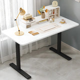 Minimalist White Lumber Rectangle T-Shape Writing Desk Image - 3