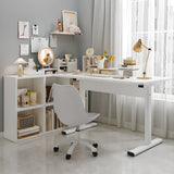 Minimalist White Lumber Rectangle T-Shape Writing Desk Image - 4