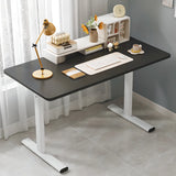 Minimalist White Lumber Rectangle T-Shape Writing Desk Image - 5