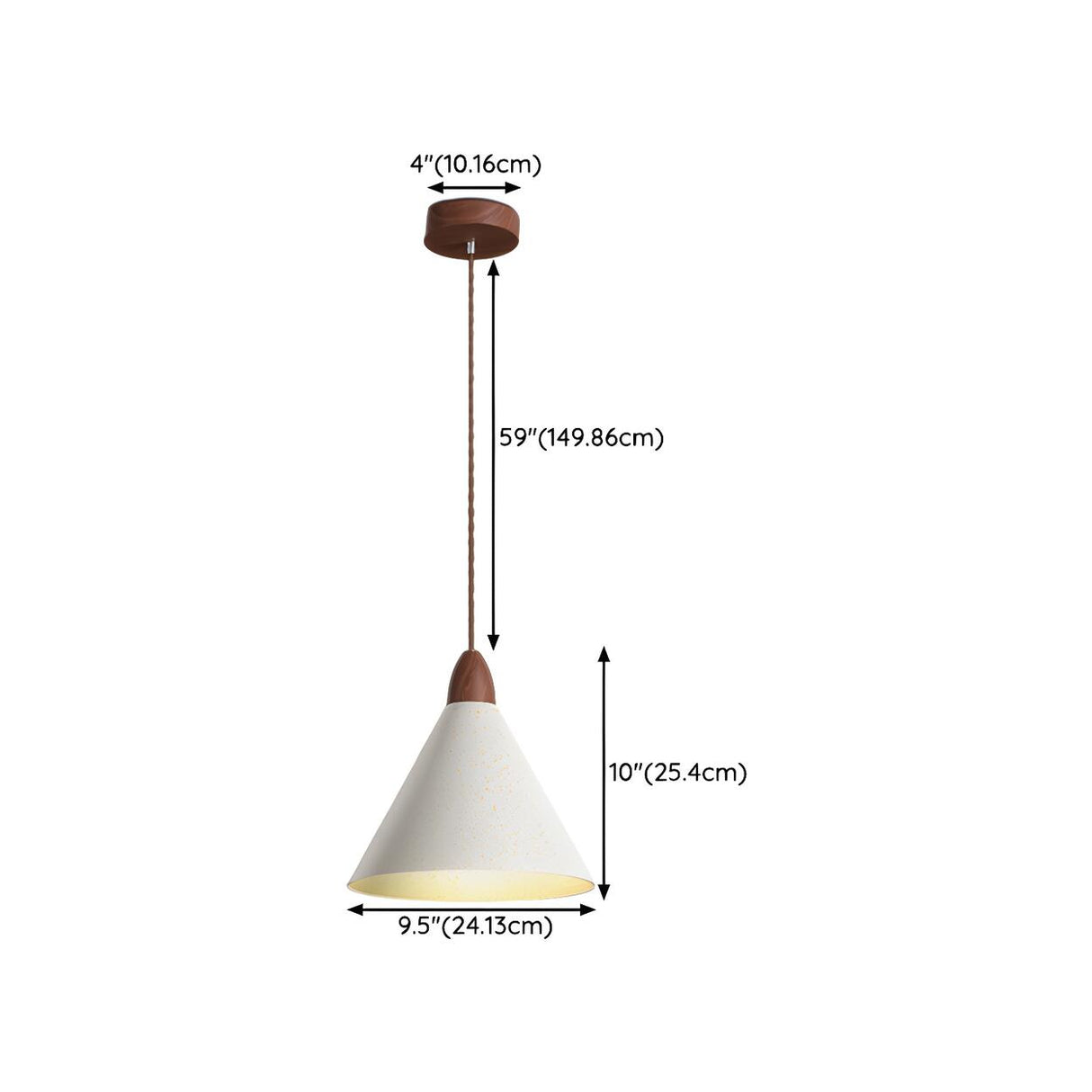 Minimalist White Metal Cone Bedroom Pendant Light 