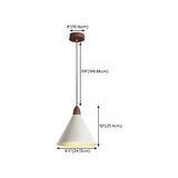 Minimalist White Metal Cone Bedroom Pendant Light #size