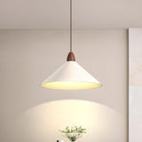 Minimalist White Metal Cone Bedroom Pendant Light Image - 4