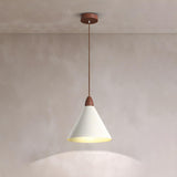 Minimalist White Metal Cone Bedroom Pendant Light Image - 5