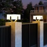 Minimalist White Modern Square LED Outdoor Post Lamp Image - 1