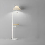 Minimalist White Pleated Floor Lamp with Side Table Image - 3