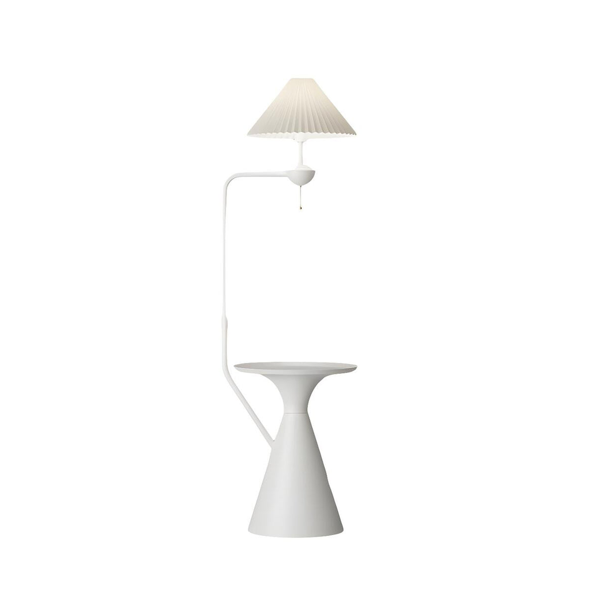 Minimalist White Pleated Floor Lamp with Side Table Image - 6