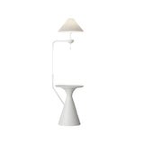 Minimalist White Pleated Floor Lamp with Side Table Image - 6