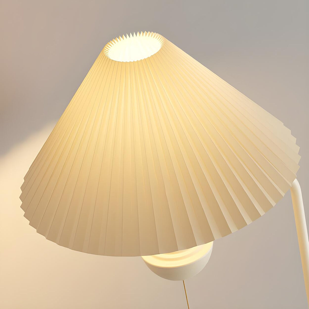 Minimalist White Pleated Floor Lamp with Side Table Image - 7