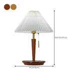 Minimalist White Pleated Shade Wooden Base Table Lamp #size