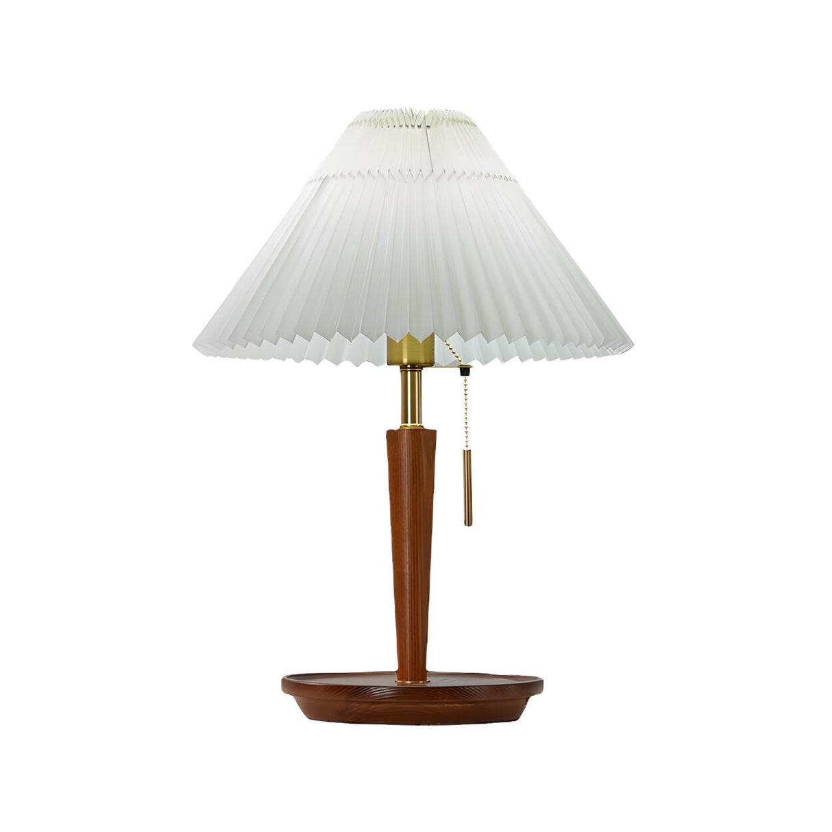 Minimalist White Pleated Shade Wooden Base Table Lamp Image - 7