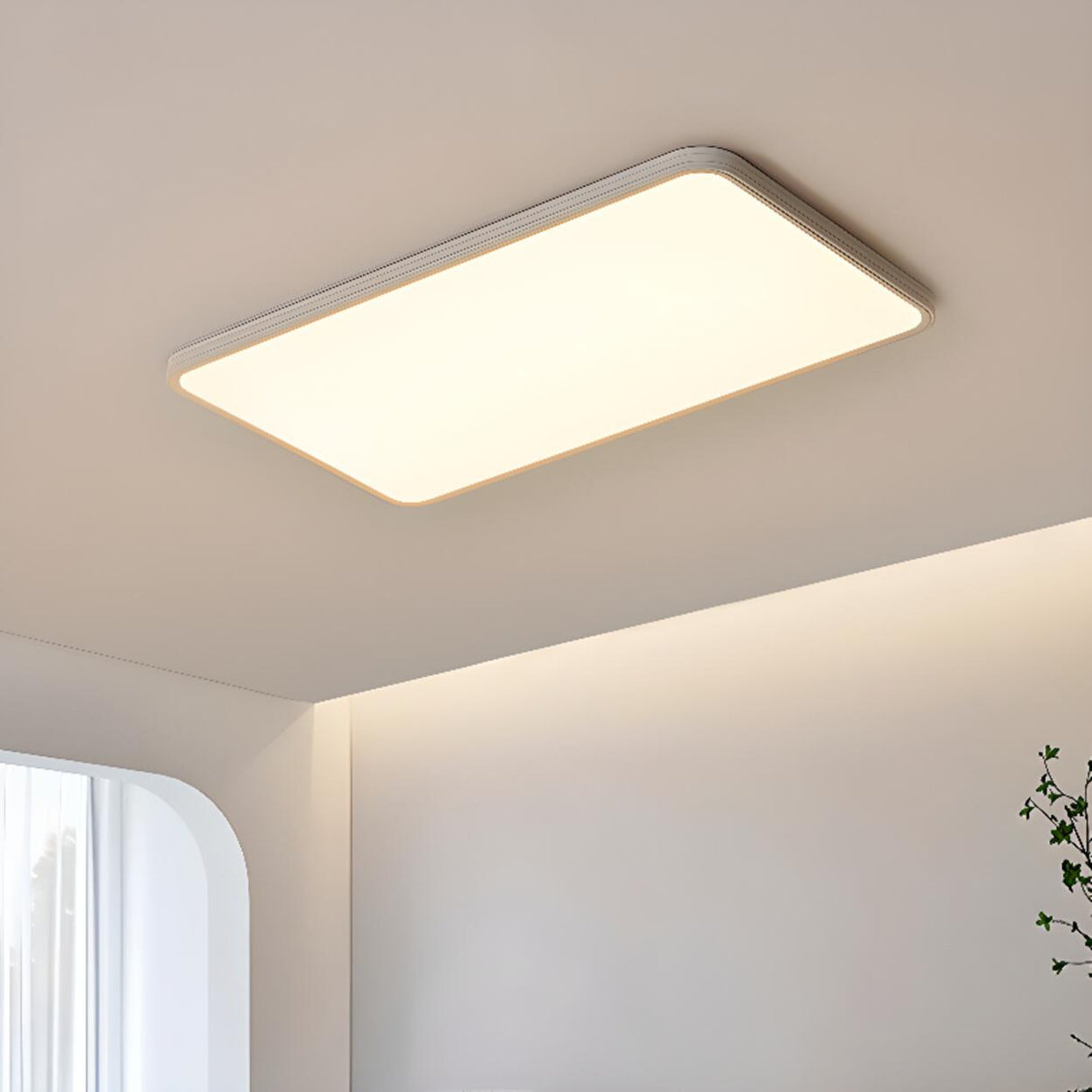 Minimalist White Rectangle LED Flush Mount Ceiling Lamp Image - 1