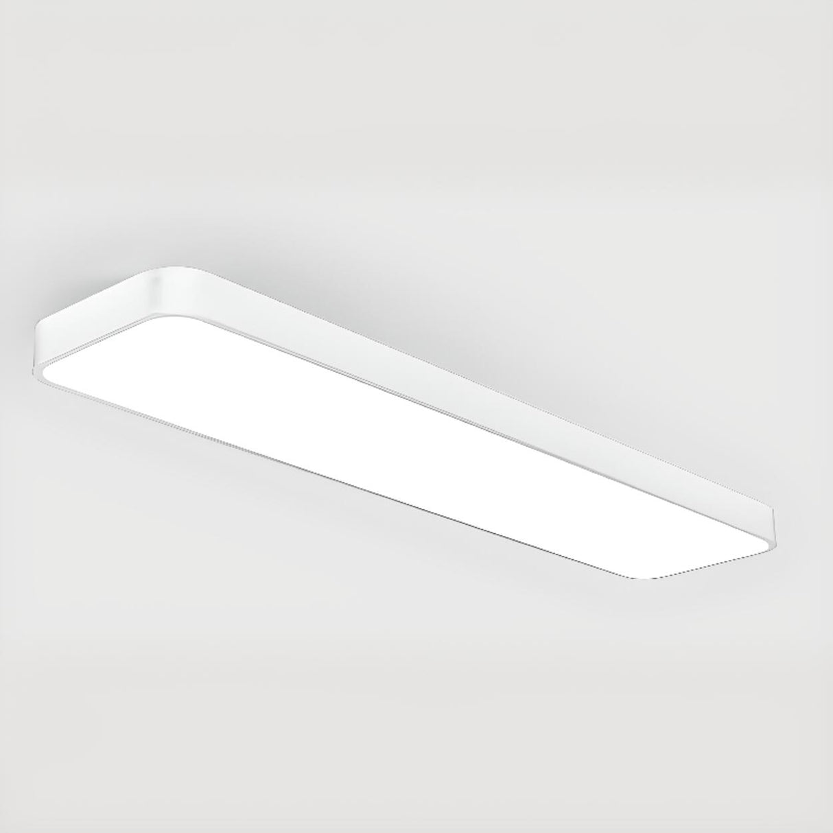 Minimalist White Rectangle LED Flush Mount Light Office Image - 11