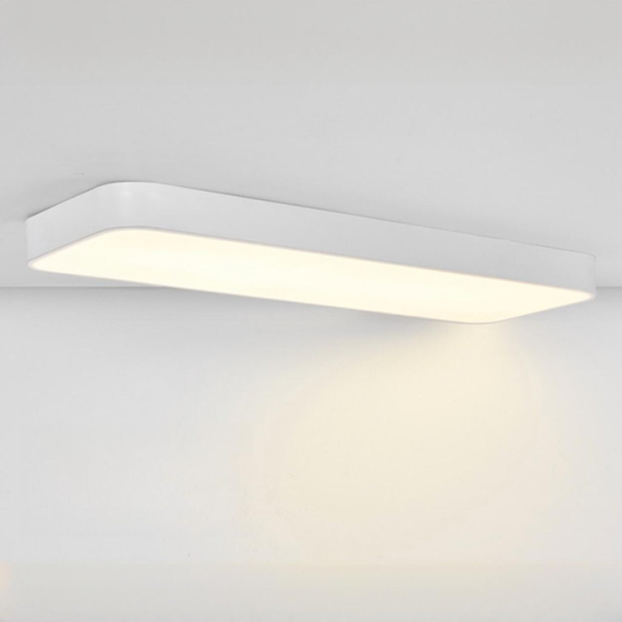 Minimalist White Rectangle LED Flush Mount Light Office Image - 13