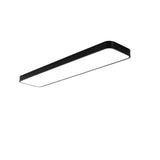 Minimalist White Rectangle LED Flush Mount Light Office Image - 15