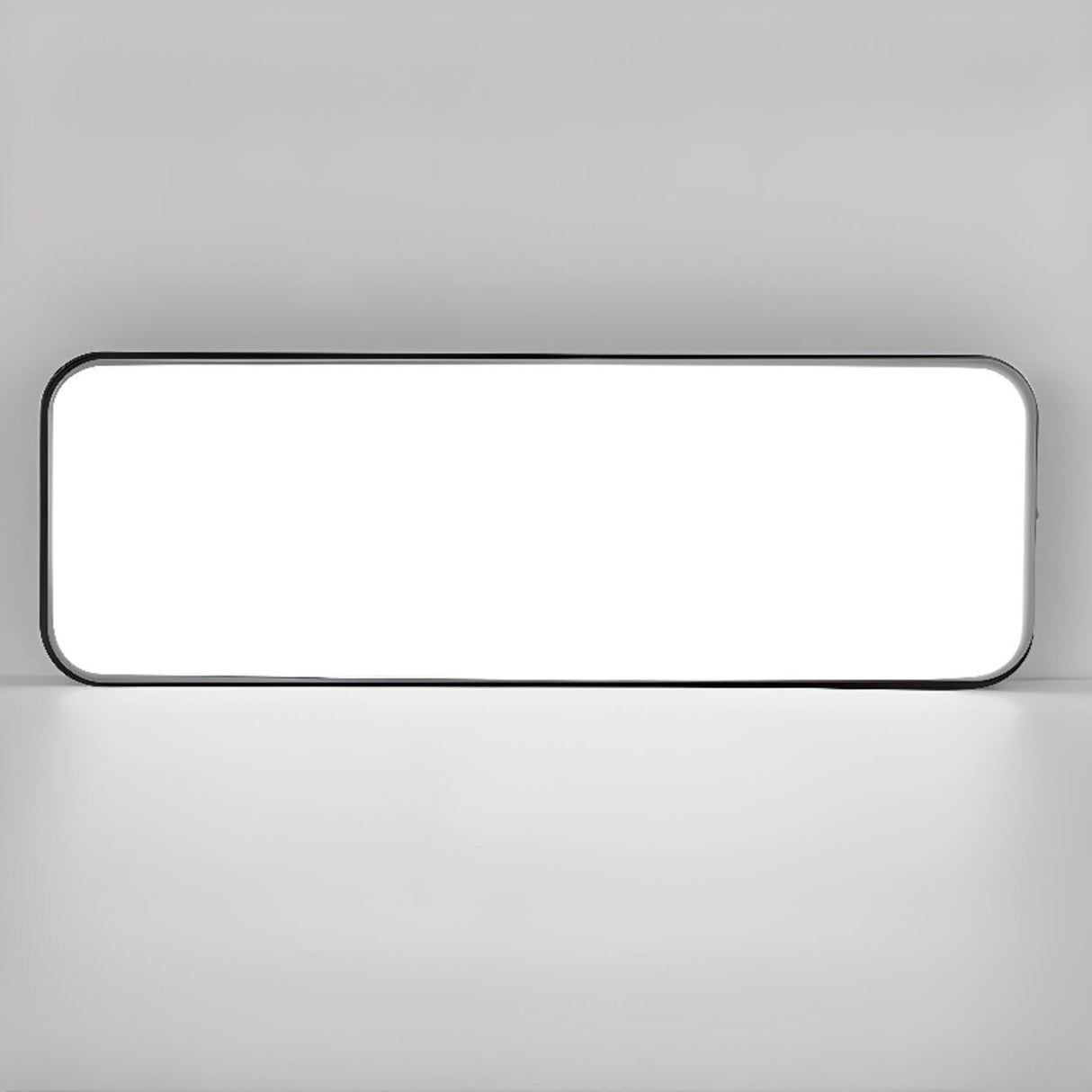 Minimalist White Rectangle LED Flush Mount Light Office Image - 17