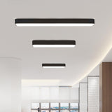 Minimalist White Rectangle LED Flush Mount Light Office Image - 25