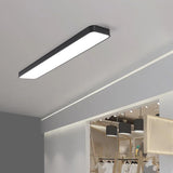 Minimalist White Rectangle LED Flush Mount Light Office Image - 6