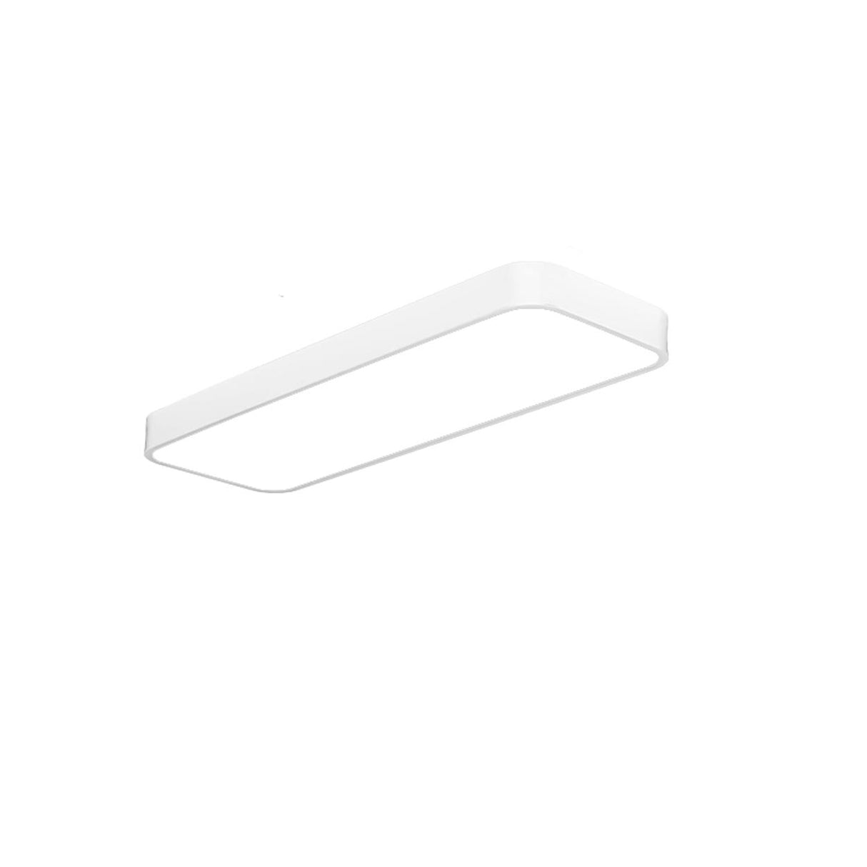 Minimalist White Rectangle LED Flush Mount Light Office Image - 7