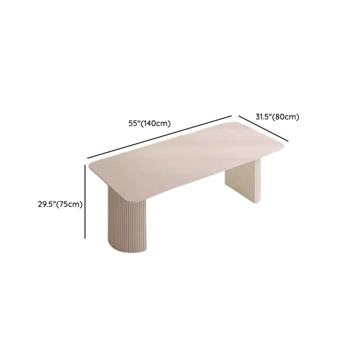 Minimalist White Rectangle Stone Writing Desk 6-Person Image - 10