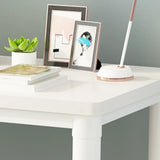 Minimalist White Rectangle Wood Double Writing Desk Image - 4