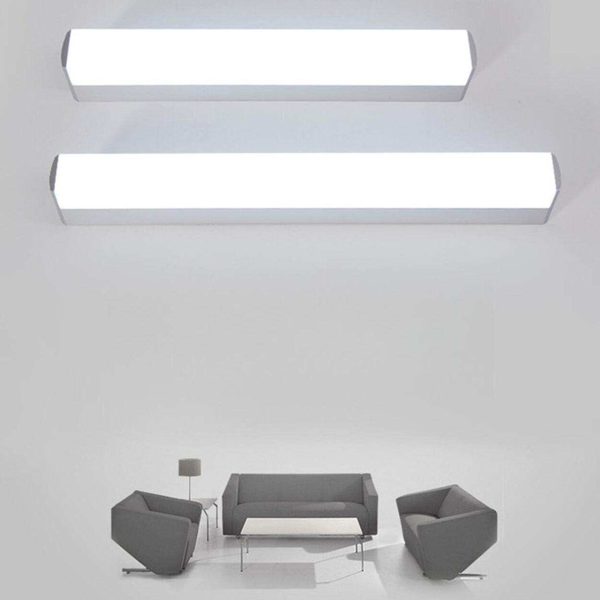 Minimalist White Rectangular Bathroom Vanity Light Image - 4