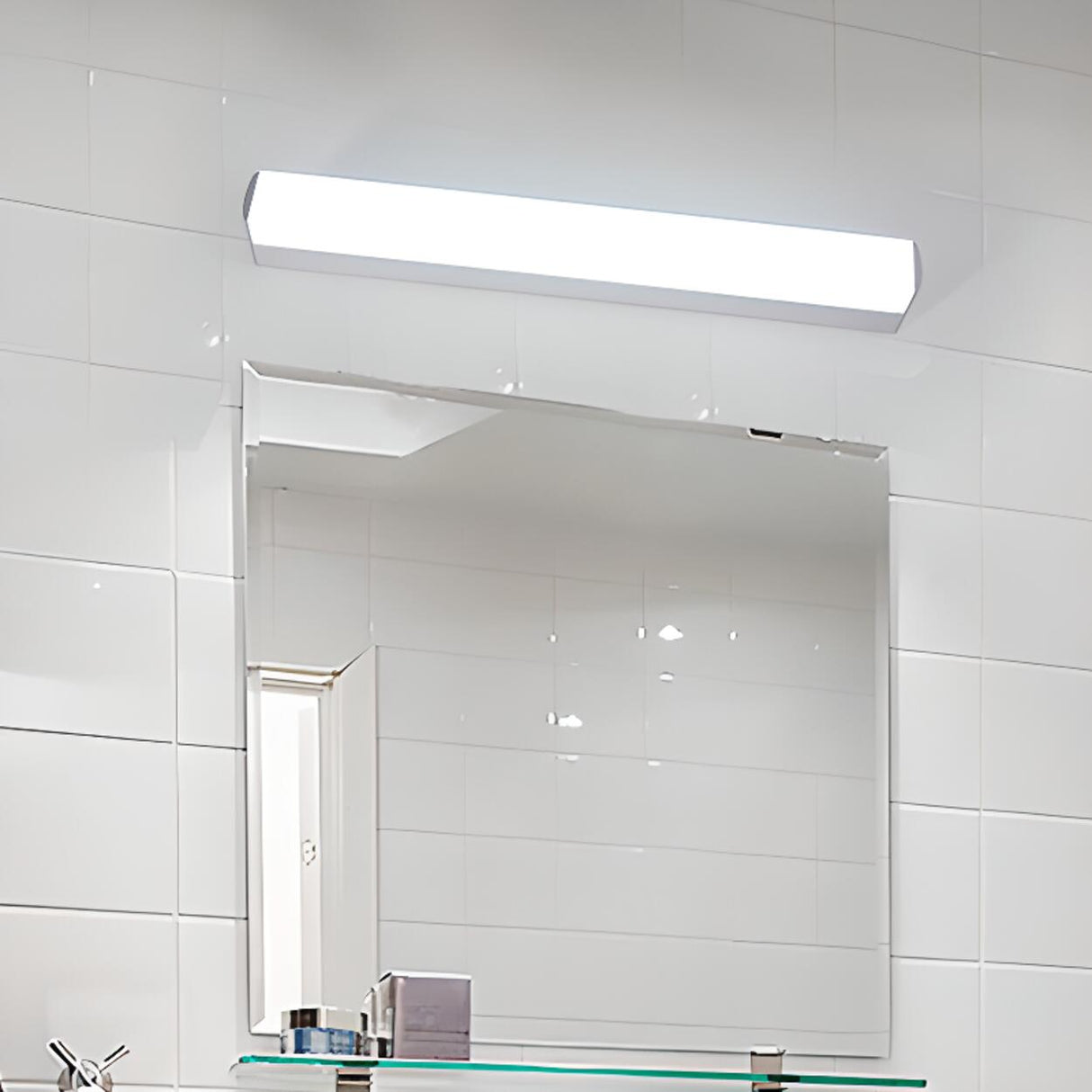 Minimalist White Rectangular Bathroom Vanity Light Image - 5